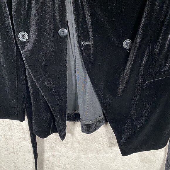 WHBM Velvet Blazer Size 4 Black Tie Waist Relaxed Holiday Dinner Party Jacket - Picture 9 of 16
